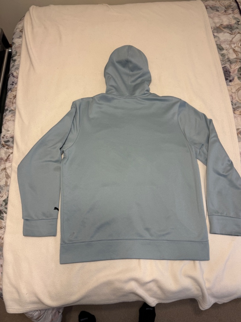 PUMA Mens Large Gray Hooded Sweatshirt Fleece Lined Jacket Activewear Zip Track - Picture 6 of 11
